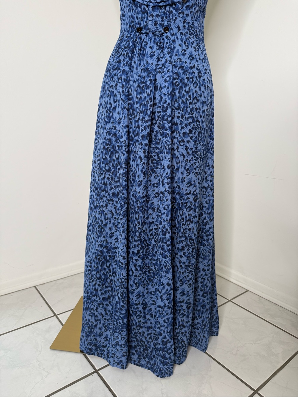 Coldwater Creek Blue Leopard Print Sleeveless Maxi Dress - Picture 12 of 16